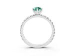 Pear Cut Green Sapphire Pavé Solitaire Ring in White gold with Round Pavé Band and Prong Setting_3