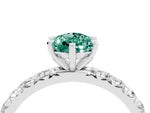 Pear Cut Green Sapphire Pavé Solitaire Ring in White gold with Round Pavé Band and Prong Setting_4