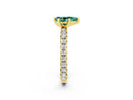 Pear Cut Green Sapphire Pavé Solitaire Ring in Yellow gold with Round Pavé Band and Prong Setting_2