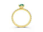 Pear Cut Green Sapphire Pavé Solitaire Ring in Yellow gold with Round Pavé Band and Prong Setting_3