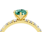 Pear Cut Green Sapphire Pavé Solitaire Ring in Yellow gold with Round Pavé Band and Prong Setting_4