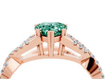 Pear Cut Green Sapphire Solitaire Ring in Rose gold with Interwoven Pavé Band and Prong Setting_4