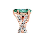 Pear Cut Green Sapphire Solitaire Ring in Rose gold with Interwoven Pavé Band and Prong Setting_5