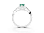 Pear Cut Green Sapphire Solitaire Ring in White gold with Interwoven Pavé Band and Prong Setting_3