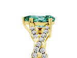 Pear Cut Green Sapphire Solitaire Ring in Yellow gold with Interwoven Pavé Band and Prong Setting_5