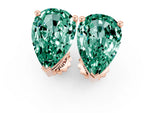Pear Cut Green Sapphire Stud Earrings in Rose gold with Basket Setting_1