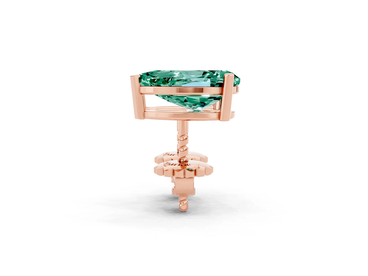 Pear Cut Green Sapphire Stud Earrings in Rose gold with Basket Setting_2