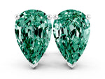 Pear Cut Green Sapphire Stud Earrings in White gold with Basket Setting