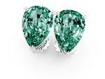 Pear Cut Green Sapphire Stud Earrings in White gold with Basket Setting_1