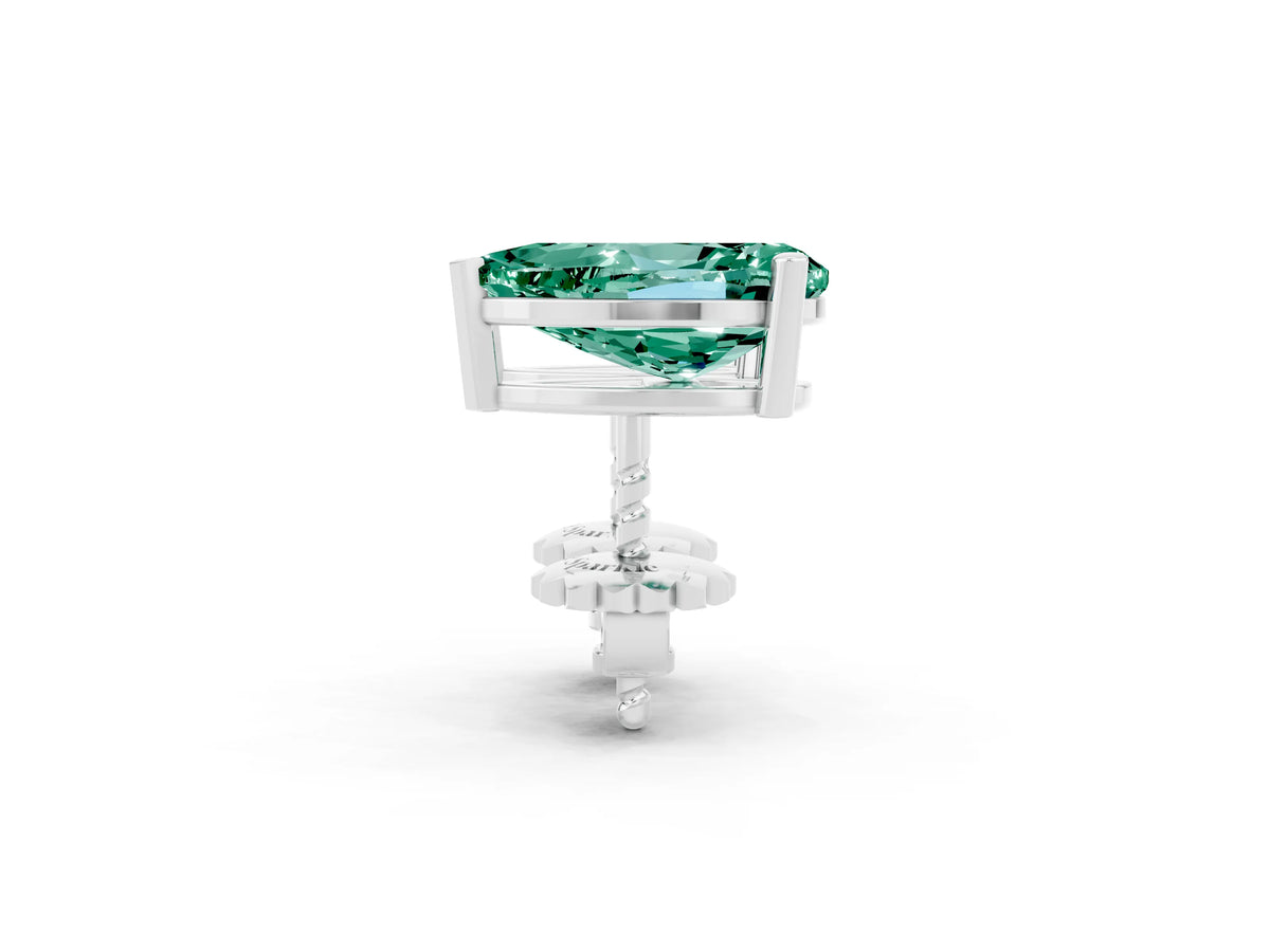 Pear Cut Green Sapphire Stud Earrings in White gold with Basket Setting_2