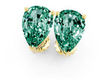 Pear Cut Green Sapphire Stud Earrings in Yellow gold with Basket Setting_1