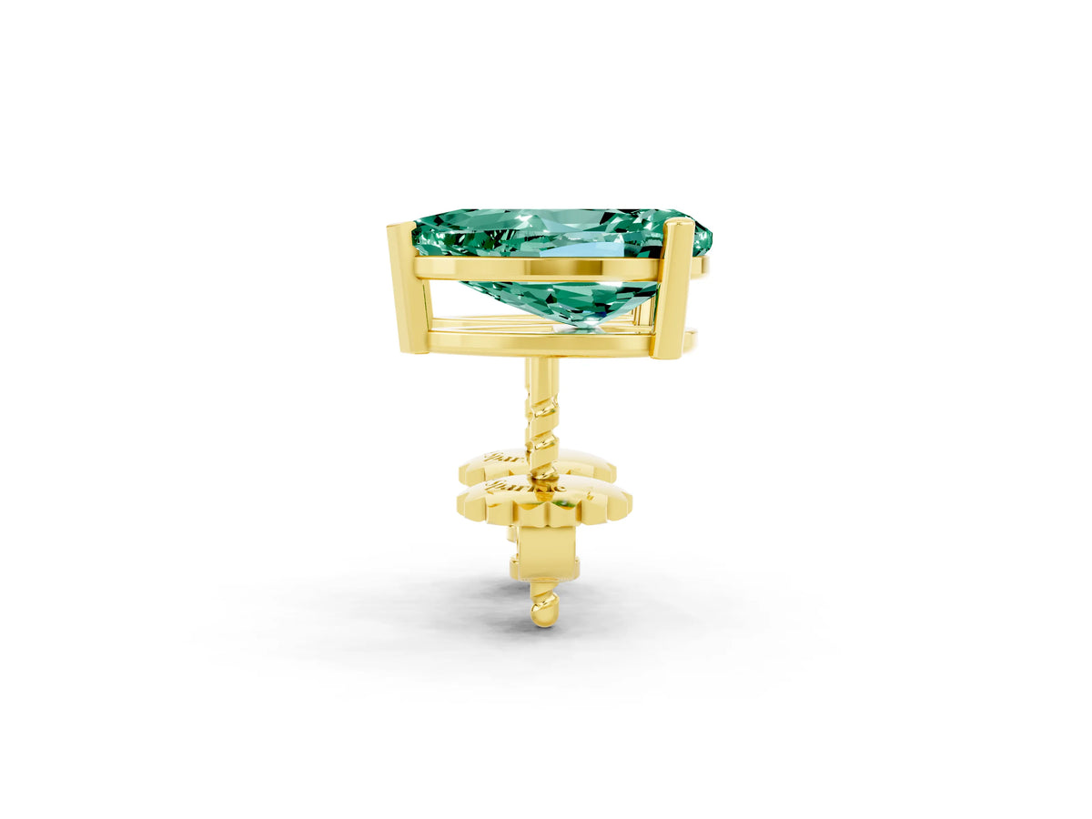 Pear Cut Green Sapphire Stud Earrings in Yellow gold with Basket Setting_2