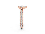Pear Cut Moissanite Pavé Solitaire Ring in Rose gold with Round Pavé Band and Prong Setting_2