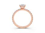 Pear Cut Moissanite Pavé Solitaire Ring in Rose gold with Round Pavé Band and Prong Setting_3