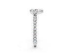Pear Cut Moissanite Pavé Solitaire Ring in White gold with Round Pavé Band and Prong Setting_2
