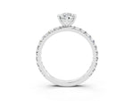 Pear Cut Moissanite Pavé Solitaire Ring in White gold with Round Pavé Band and Prong Setting_3