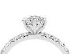 Pear Cut Moissanite Pavé Solitaire Ring in White gold with Round Pavé Band and Prong Setting_4