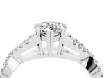 Pear Cut Moissanite Solitaire Ring in Platinum with Interwoven Pavé Band and Prong Setting_10
