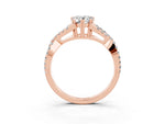 Pear Cut Moissanite Solitaire Ring in Rose gold with Interwoven Pavé Band and Prong Setting_3