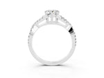 Pear Cut Moissanite Solitaire Ring in White gold with Interwoven Pavé Band and Prong Setting_3