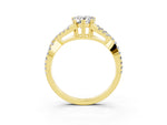 Pear Cut Moissanite Solitaire Ring in Yellow gold with Interwoven Pavé Band and Prong Setting_3