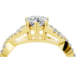 Pear Cut Moissanite Solitaire Ring in Yellow gold with Interwoven Pavé Band and Prong Setting_4