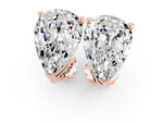 Pear Cut Moissanite Stud Earrings in Rose gold with Basket Setting_1