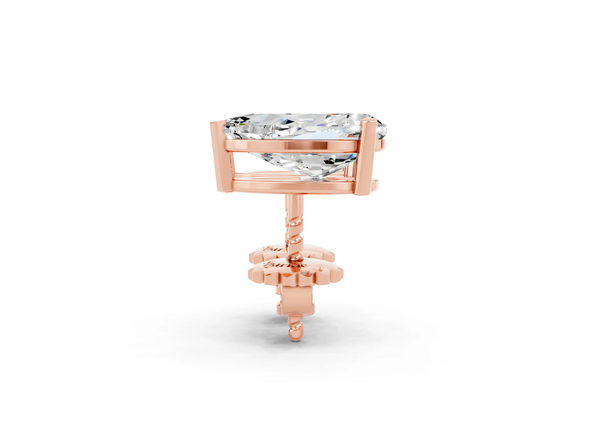 Pear Cut Moissanite Stud Earrings in Rose gold with Basket Setting_2