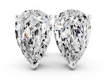 Pear Cut Moissanite Stud Earrings in White gold with Basket Setting