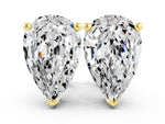 Pear Cut Moissanite Stud Earrings in Yellow gold with Basket Setting