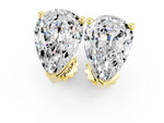 Pear Cut Moissanite Stud Earrings in Yellow gold with Basket Setting_1