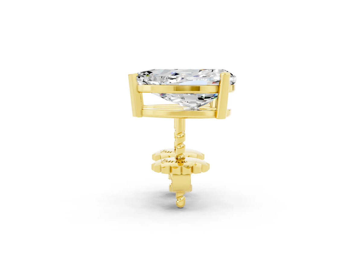Pear Cut Moissanite Stud Earrings in Yellow gold with Basket Setting_2