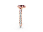 Pear Cut Morganite Pavé Solitaire Ring in Rose gold with Round Pavé Band and Prong Setting_2