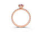 Pear Cut Morganite Pavé Solitaire Ring in Rose gold with Round Pavé Band and Prong Setting_3