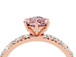 Pear Cut Morganite Pavé Solitaire Ring in Rose gold with Round Pavé Band and Prong Setting_4