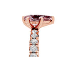Pear Cut Morganite Pavé Solitaire Ring in Rose gold with Round Pavé Band and Prong Setting_5