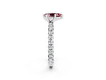 Pear Cut Morganite Pavé Solitaire Ring in Silver with Round Pavé Band and Prong Setting_2