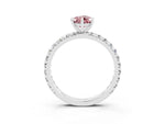 Pear Cut Morganite Pavé Solitaire Ring in Silver with Round Pavé Band and Prong Setting_3