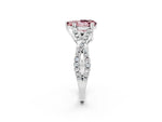 Pear Cut Morganite Solitaire Ring in Platinum with Interwoven Pavé Band and Prong Setting_8