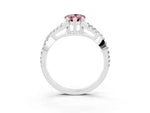 Pear Cut Morganite Solitaire Ring in Platinum with Interwoven Pavé Band and Prong Setting_9