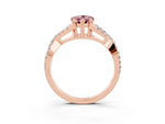 Pear Cut Morganite Solitaire Ring in Rose gold with Interwoven Pavé Band and Prong Setting_3
