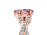 Pear Cut Morganite Solitaire Ring in Rose gold with Interwoven Pavé Band and Prong Setting_5