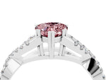 Pear Cut Morganite Solitaire Ring in Silver with Interwoven Pavé Band and Prong Setting_10