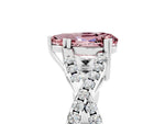 Pear Cut Morganite Solitaire Ring in Silver with Interwoven Pavé Band and Prong Setting_11