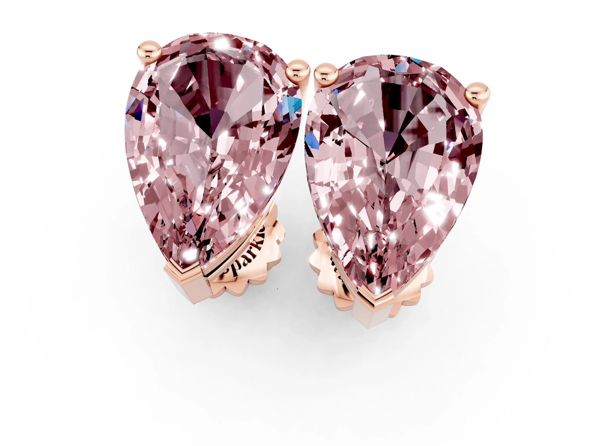 Pear Cut Morganite Stud Earrings in Rose gold with Basket Setting_1