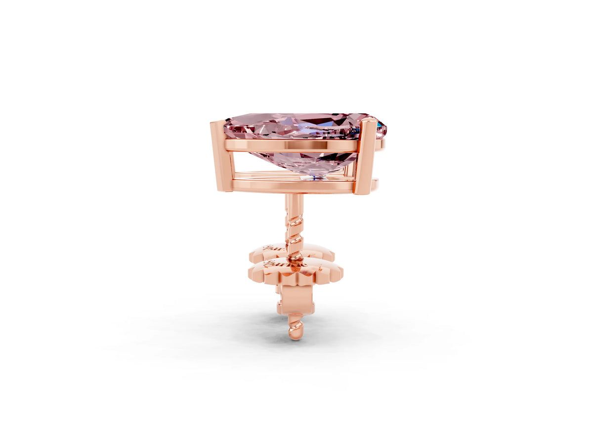 Pear Cut Morganite Stud Earrings in Rose gold with Basket Setting_2