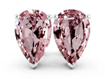 Pear Cut Morganite Stud Earrings in White gold with Basket Setting