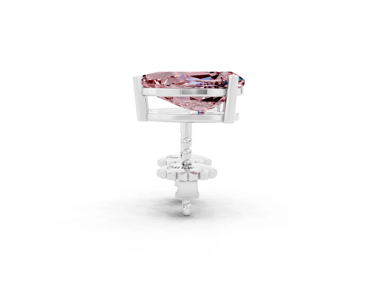 Pear Cut Morganite Stud Earrings in White gold with Basket Setting_2