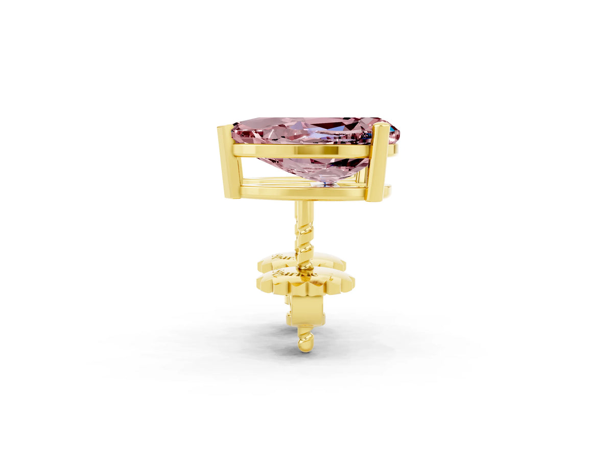 Pear Cut Morganite Stud Earrings in Yellow gold with Basket Setting_2