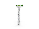 Pear Cut Peridot Pavé Solitaire Ring in Silver with Round Pavé Band and Prong Setting_2